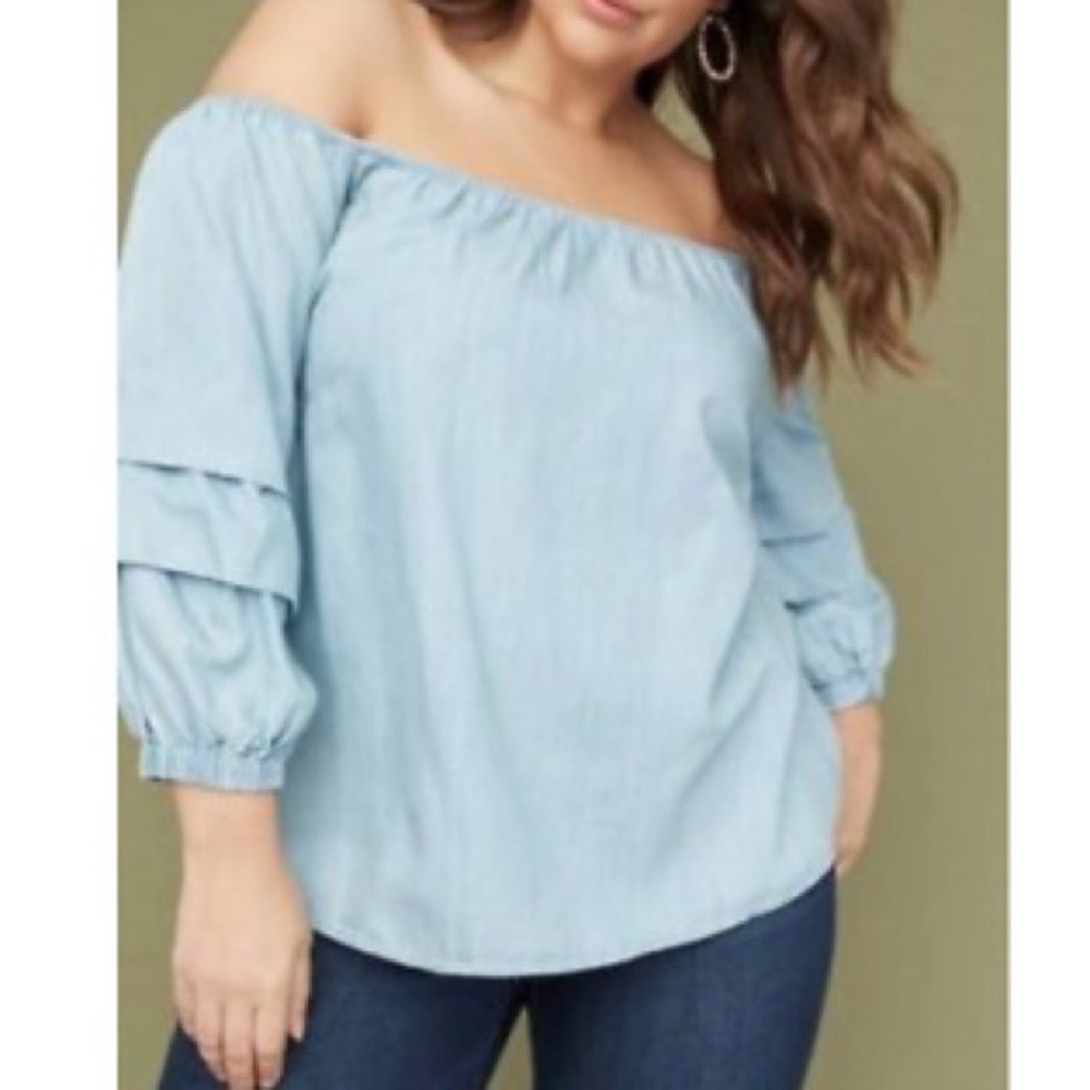 Lane Bryant Off Shoulder Chambray Top Size 14/16